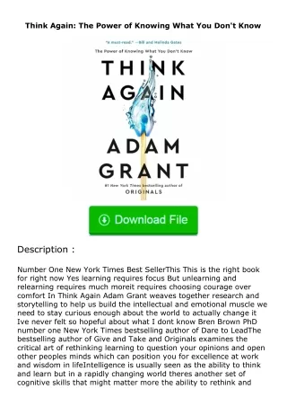 ✔️download⚡️ (pdf) Think Again: The Power of Knowing What You Don't Know