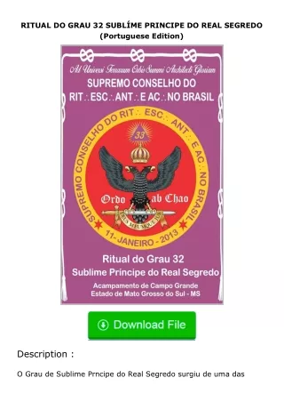 download⚡️ free (✔️pdf✔️) RITUAL DO GRAU 32 SUBLÍME PRINCIPE DO REAL SEGREDO (