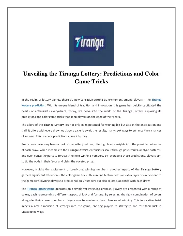 unveiling the tiranga lottery predictions