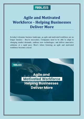 reBLISS-Agile and Motivated Workforce - Helping Businesses Deliver More