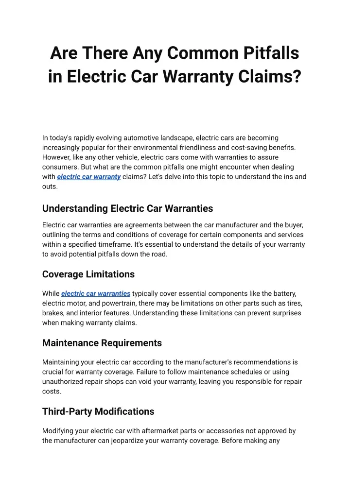 are there any common pitfalls in electric