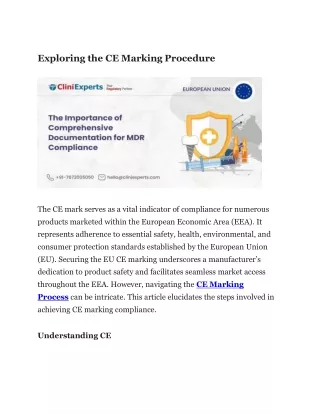 Exploring the CE Marking Procedur (CliniExperts)