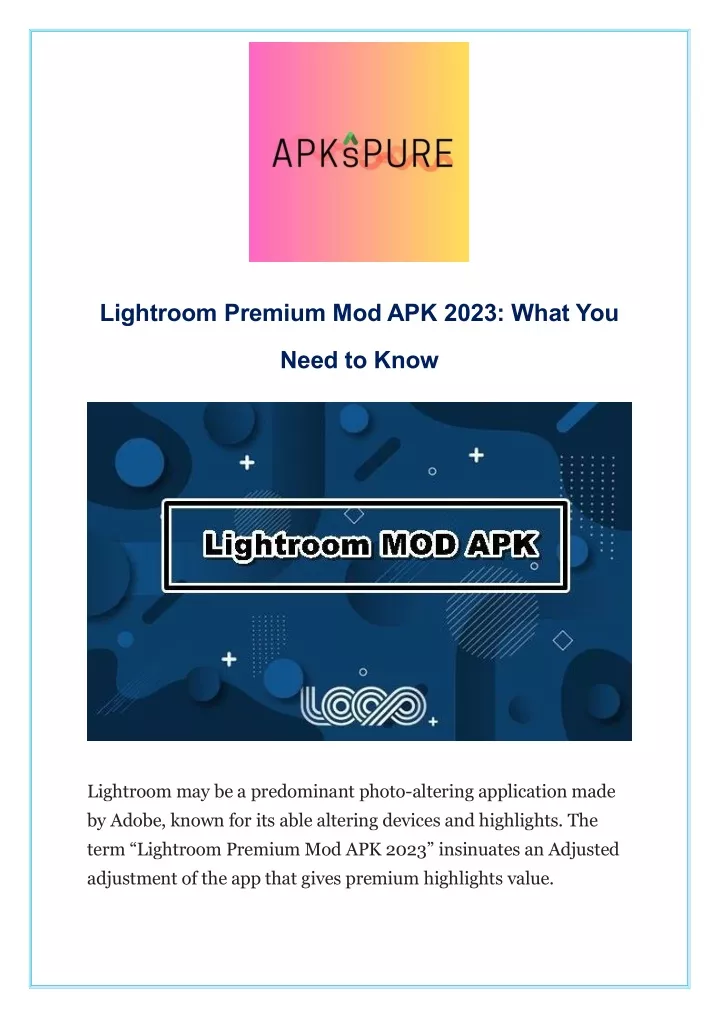 lightroom premium mod apk 2023 what you