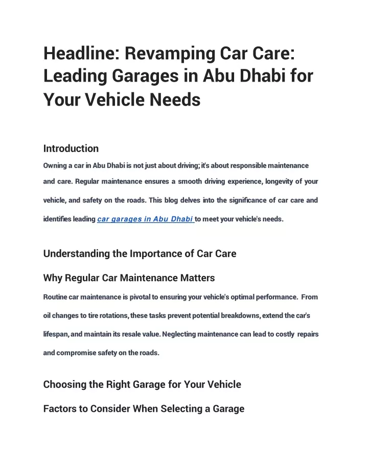 headline revamping car care leading garages in abu dhabi for your vehicle needs
