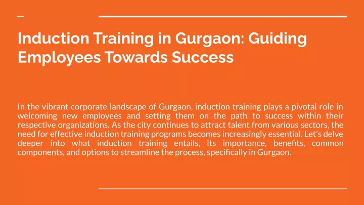 induction training in gurgaon guiding employees