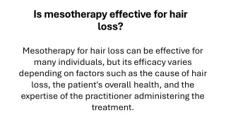 Is mesotherapy effective for hair loss
