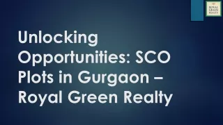 Unlocking Opportunities SCO Plots in Gurgaon – Royal Green Realty