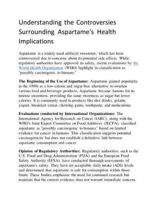 understanding the controversies surrounding aspartame s health implications