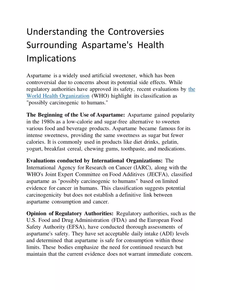 understanding the controversies surrounding aspartame s health implications