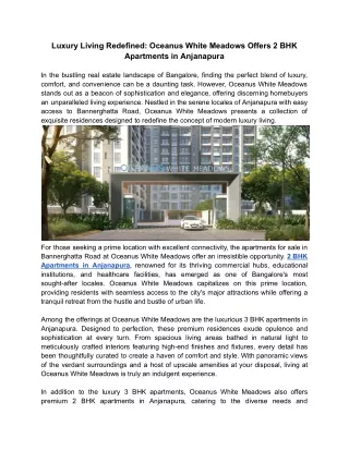 Luxury Living Redefined_ Oceanus White Meadows Offers 2 BHK Apartments in Anjanapura