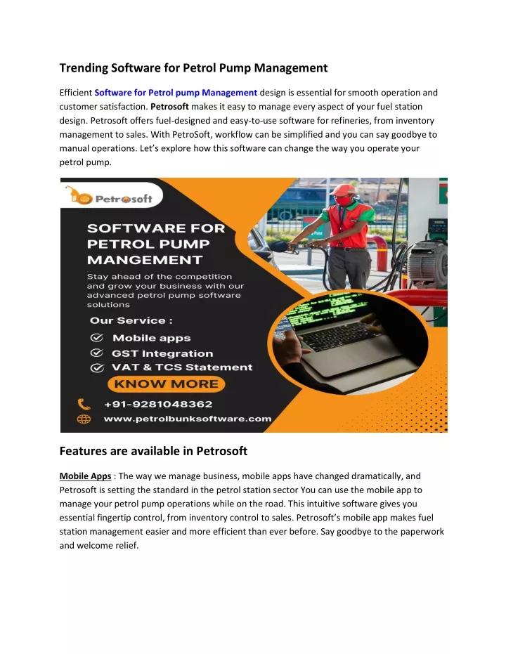 trending software for petrol pump management