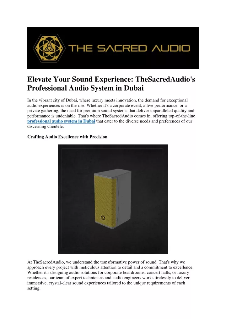 elevate your sound experience thesacredaudio