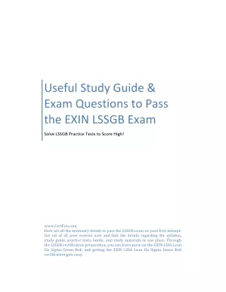Useful Study Guide & Exam Questions to Pass the EXIN LSSGB Exam