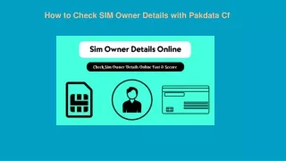 How to Check SIM Owner Details with Pakdata Cf