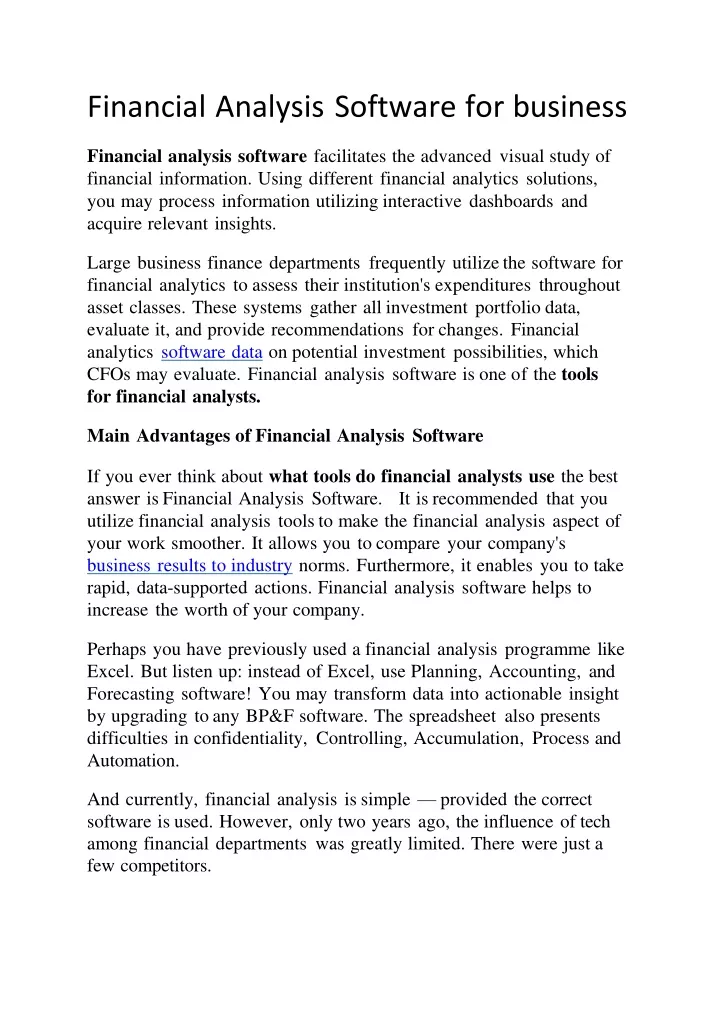 financial analysis software for business