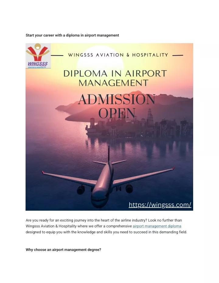 start your career with a diploma in airport