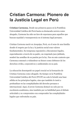 Cristian Carmona: Un Faro de Justicia en el Panorama Legal del Perú