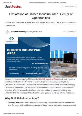 Exploration of Ghiloth Industrial Area_ Center of Opportunities - Shankar Estate