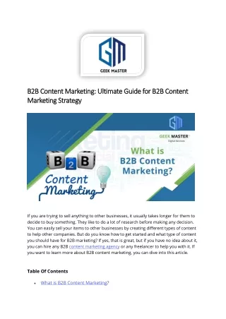 Ultimate Guide for B2B Content Marketing Strategy - Geek Master