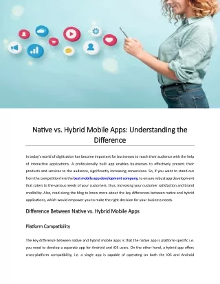 Native vs. Hybrid Mobile Apps- Understanding the Difference