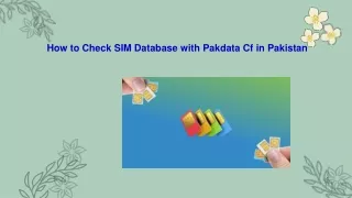 Traditions of Buddhism PresenHow to Check SIM Database with Pakdata Cf in tation