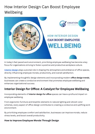 How Interior Design Can Boost Employee Wellbeing