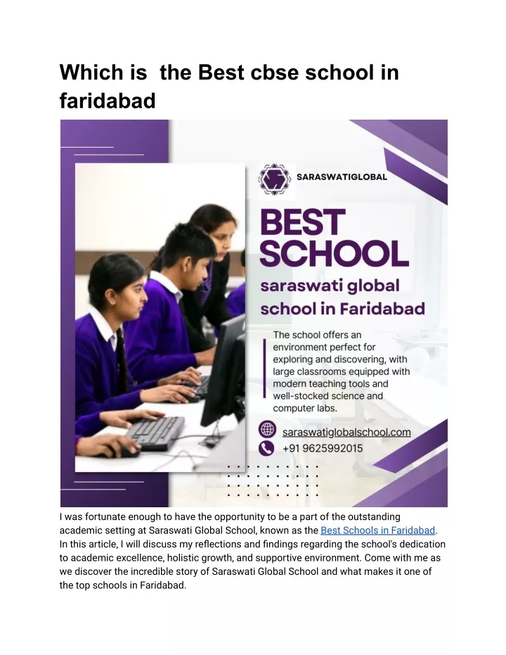 which is the best cbse school in faridabad