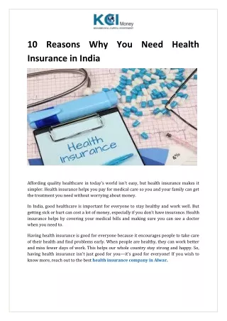 10 Reasons Why You Need Health Insurance in India