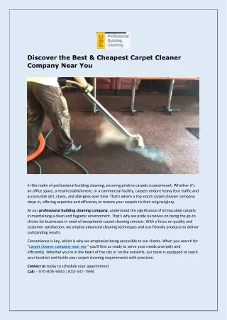 Discover the Best & Cheapest Carpet Cleaner Company Near You