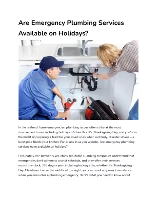 Are Emergency Plumbing Services Available on Holidays?
