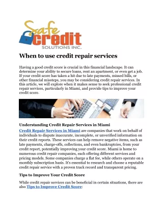 When to use credit repair services