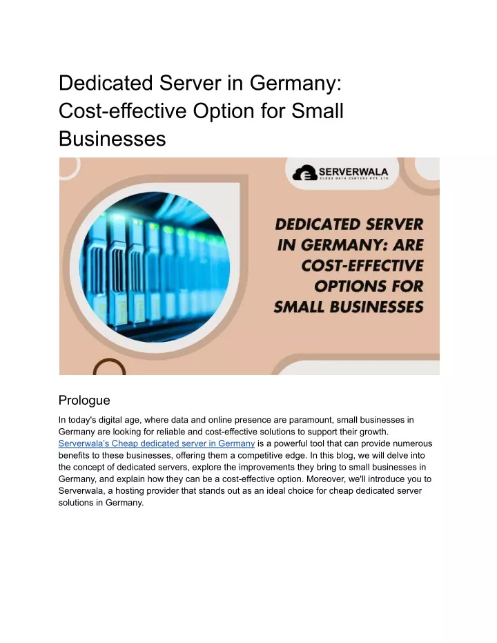 dedicated server in germany cost effective option