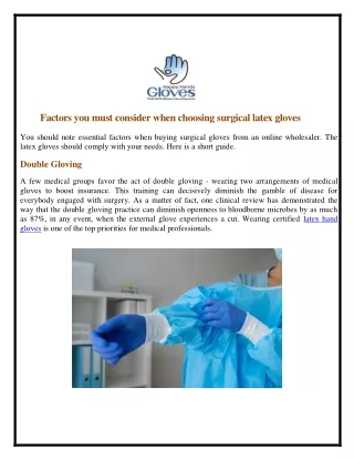 Factors you must consider when choosing surgical latex gloves