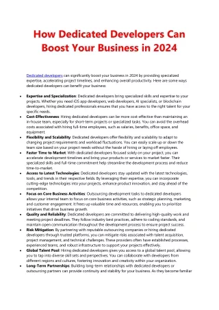 How Dedicated Developers Can Boost Your Business in 2024