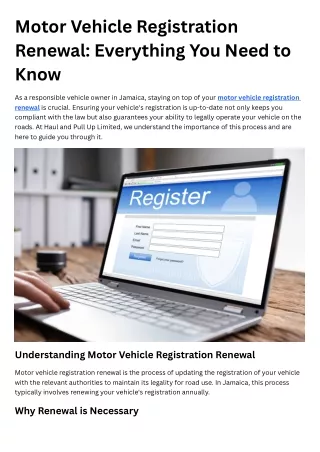 Motor Vehicle Registration Renewal Everything You Need to Know