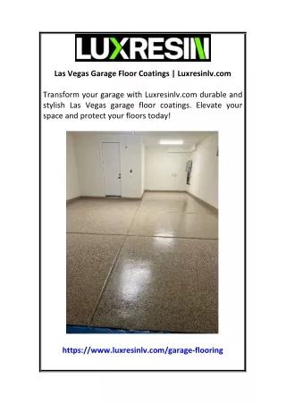 Las Vegas Garage Floor Coatings  Luxresinlv.com