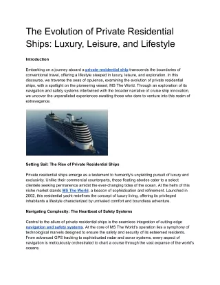 The Evolution of Private Residential Ships_ Luxury, Leisure, and Lifestyle