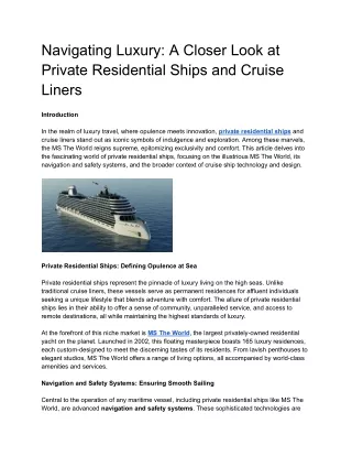 Navigating Luxury_ A Closer Look at Private Residential Ships and Cruise Liners