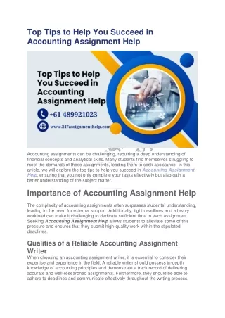 Top Tips to Help You Succeed in Accounting Assignment Help