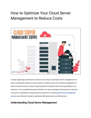 How to Optimize Your Cloud Server Management to Reduce Costs- Atcuality