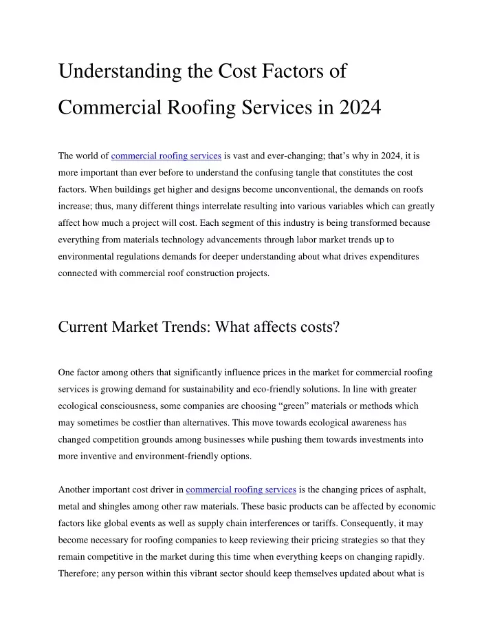 PPT - Understanding the Cost Factors of Commercial Roofing Services in ...