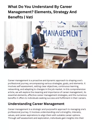 What Do You Understand By Career Management Elements, Strategy And Benefits  Vati