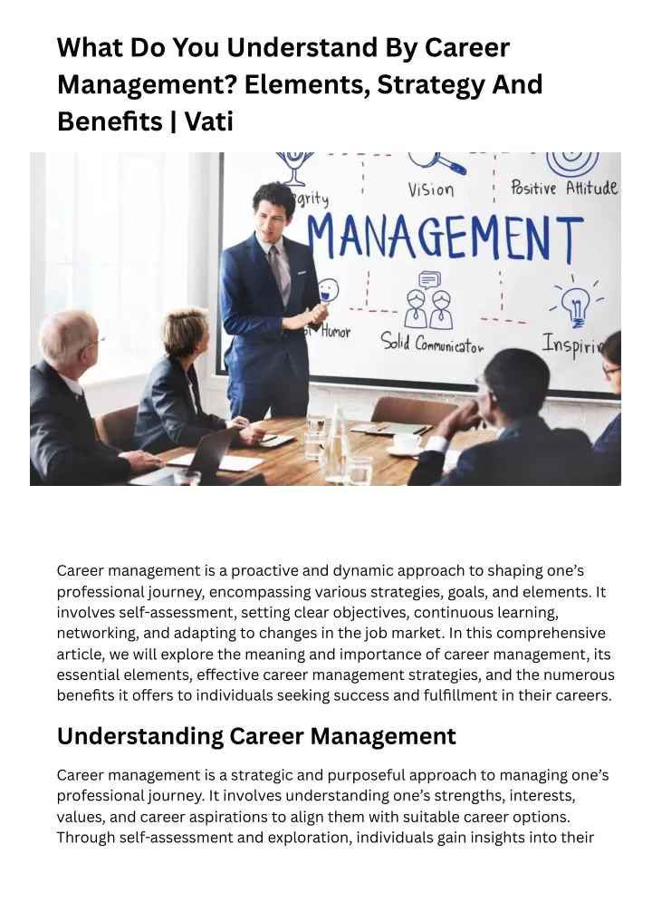 what do you understand by career management