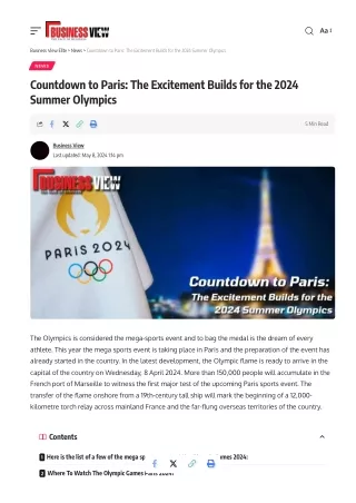 Countdown to Paris The Excitement Builds for the 2024 Summer Olympics