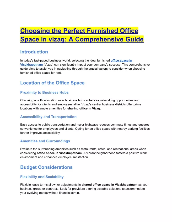 choosing the perfect furnished office space