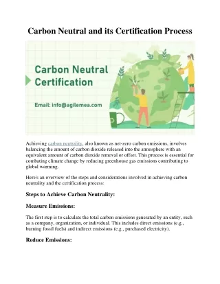 Carbon Neutral and its Certification Process