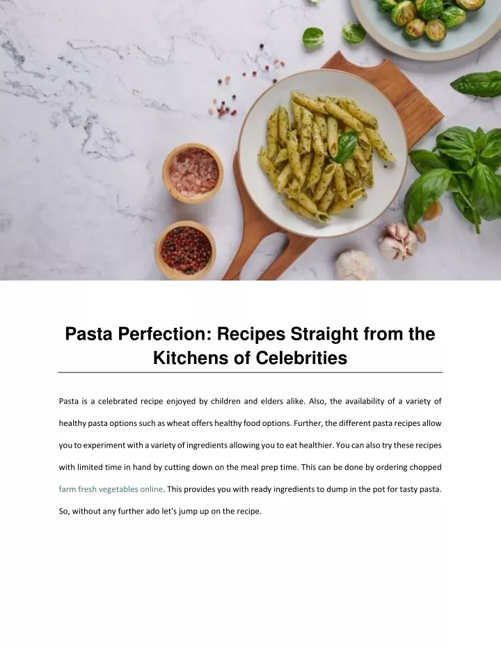 pasta perfection recipes straight from