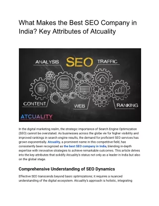 What Makes the Best SEO Company in India:  Key Attributes of Atcuality