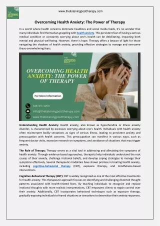 Overcoming Health Anxiety - The Power of Therapy