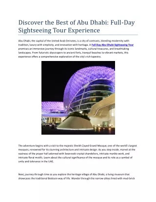 Full Day Abu Dhabi Sightseeing Tour